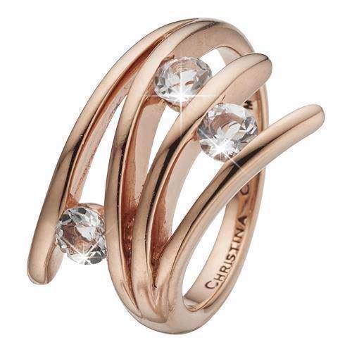 Christina Collect Pink gold-plated silver Balance Love with white topaz in clasp setting, model 4.1.C-57